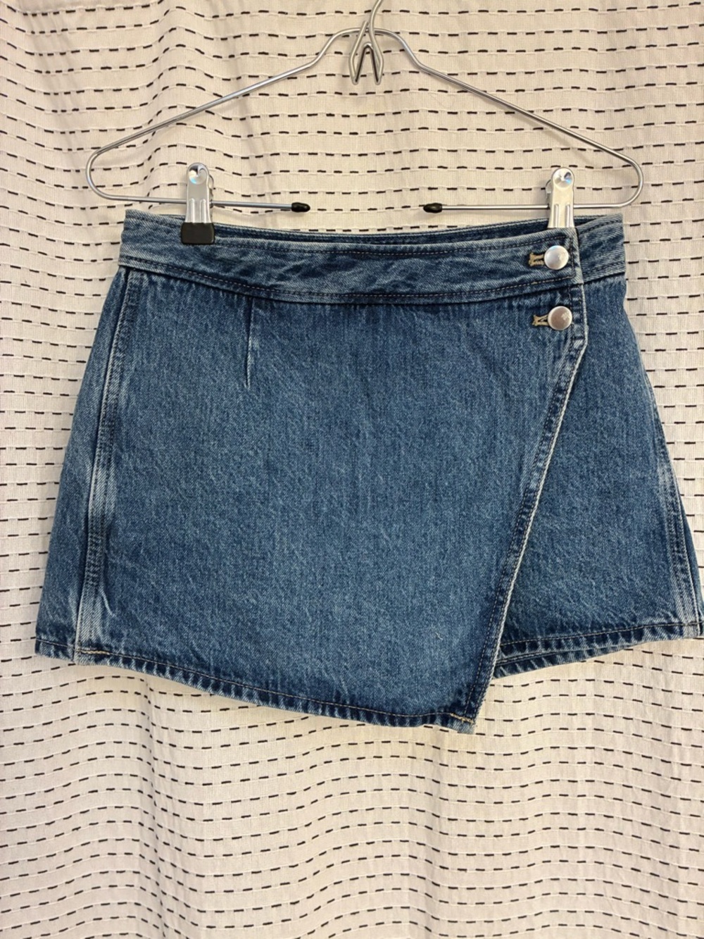 Madewell Blue Denim Wrap Mini Wrap Skort
